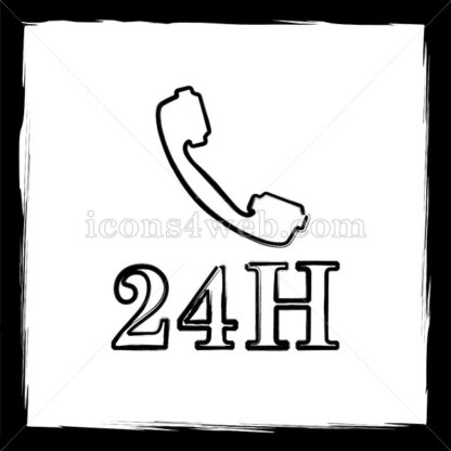 24H phone sketch icon. - Website icons