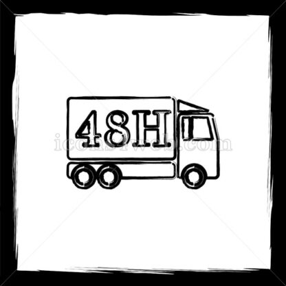 48H delivery truck sketch icon. - Website icons