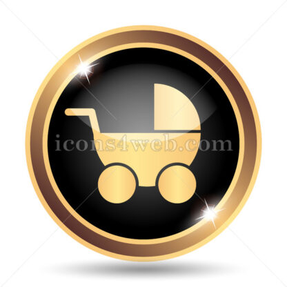 Baby carriage gold icon. - Website icons