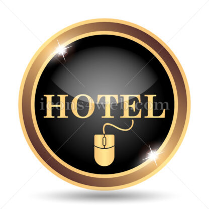 Booking hotel online gold icon. - Website icons