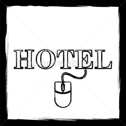 Booking hotel online sketch icon. - Website icons