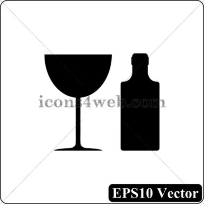 Bottle and glass black icon. EPS10 vector. - Website icons