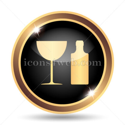 Bottle and glass gold icon. - Website icons