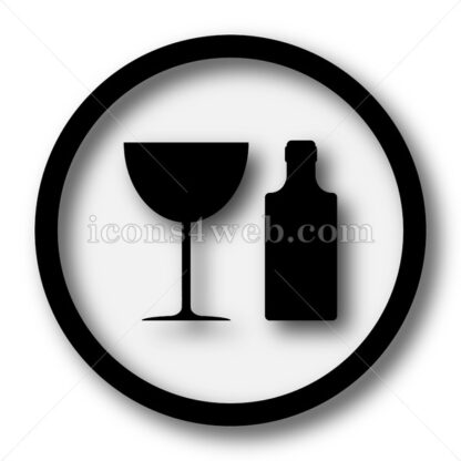 Bottle and glass simple icon. Bottle and glass simple button. - Website icons