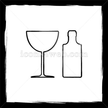Bottle and glass sketch icon. - Website icons