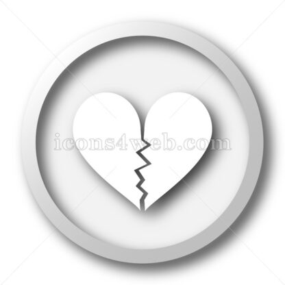Broken heart white icon. Broken heart white button - Website icons