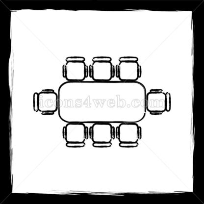 Business meeting table sketch icon. - Website icons