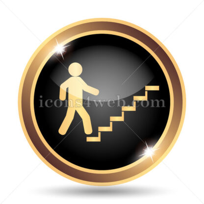 Businessman on stairs – success gold icon. - Website icons