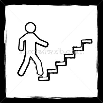 Businessman on stairs – success sketch icon. - Website icons
