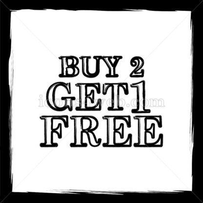 Buy 2 get 1 free offer sketch icon. - Website icons