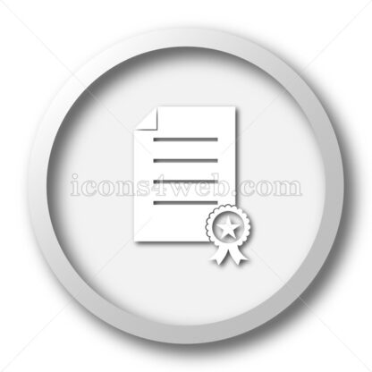 Certificate white icon. Certificate white button - Website icons