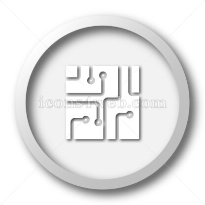 Circuit board white icon. Circuit board white button - Website icons