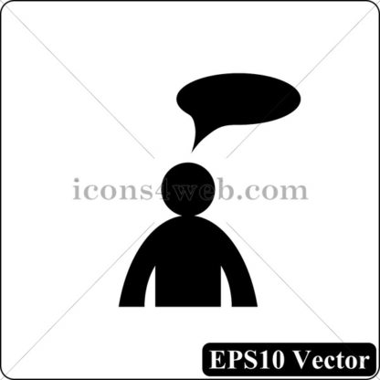 Comments – man with bubble black icon. EPS10 vector. - Website icons