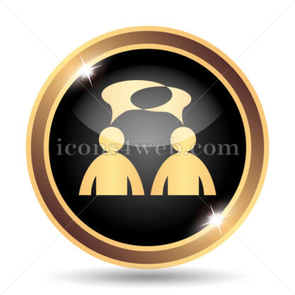 Comments – men with bubbles gold icon. - Website icons