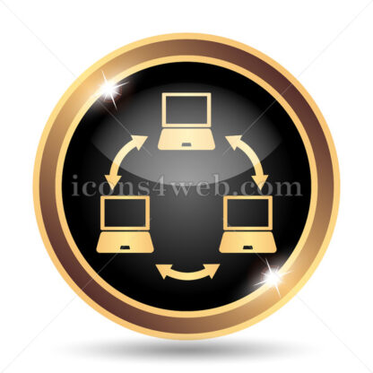 Computer network gold icon. - Website icons