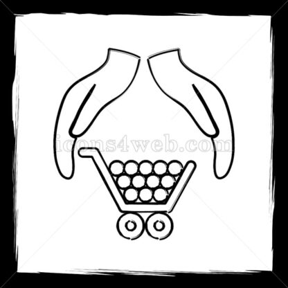 Consumer protection, protecting hands sketch icon. - Website icons
