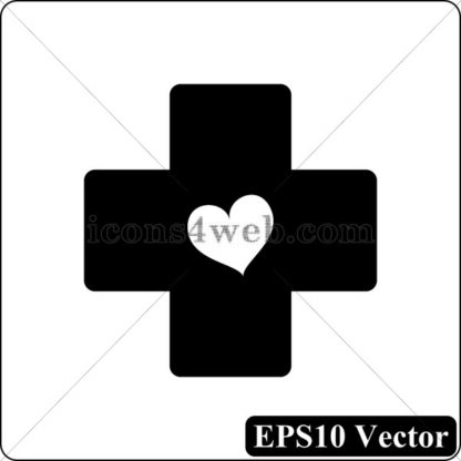 Cross with heart black icon. EPS10 vector. - Website icons