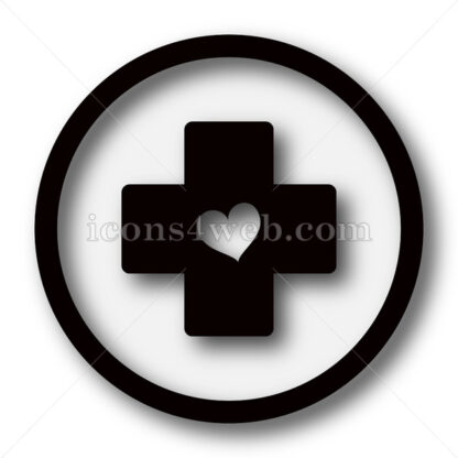 Cross with heart simple icon. Cross with heart simple button. - Website icons