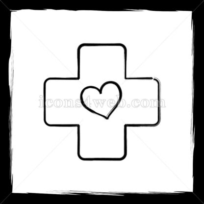 Cross with heart sketch icon. - Website icons
