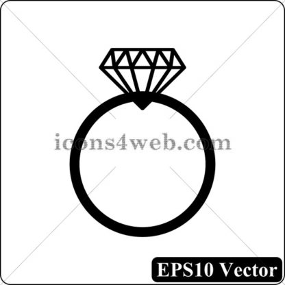Diamond ring black icon. EPS10 vector. - Website icons