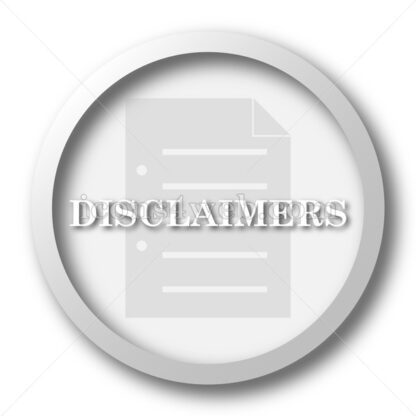 Disclaimers white icon. Disclaimers white button - Website icons
