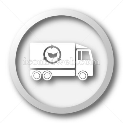 Eco truck white icon. Eco truck white button - Website icons