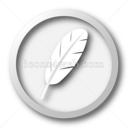 Feather white icon. Feather white button - Website icons
