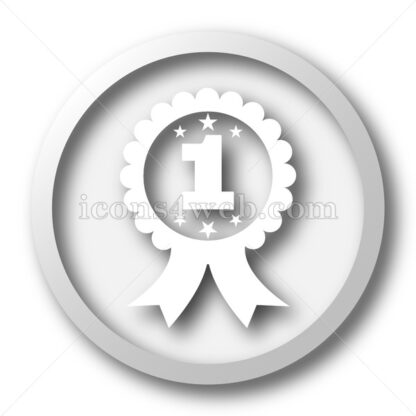 First prize ribbon white icon button - Icons for website