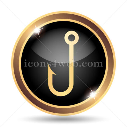 Fish hook gold icon. - Website icons