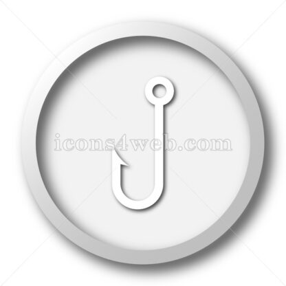 Fish hook white icon. Fish hook white button - Website icons