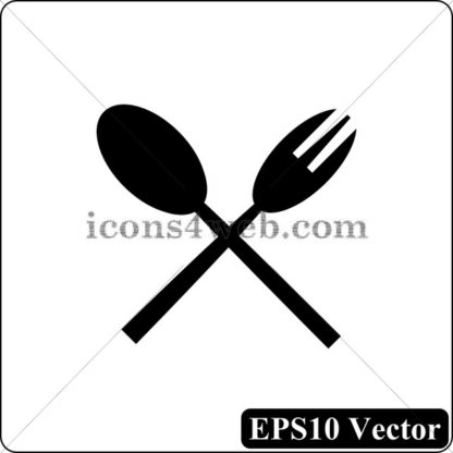 Fork and spoon black icon. EPS10 vector. - Website icons