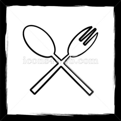 Fork and spoon sketch icon. - Website icons