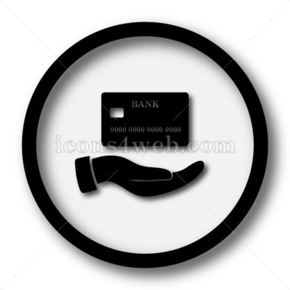 Hand holding credit card simple icon. Hand holding credit card simple button. - Website icons