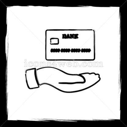 Hand holding credit card sketch icon. - Website icons