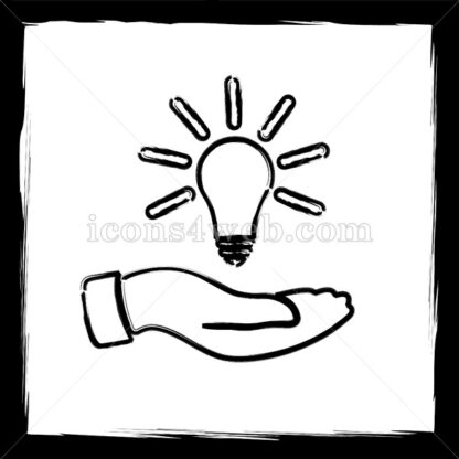 Hand holding lightbulb.Idea sketch icon. - Website icons