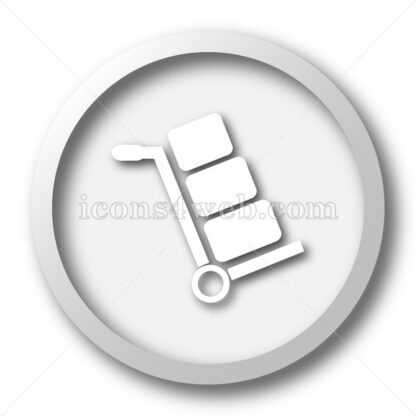 Hand truck white icon. Hand truck white button - Website icons