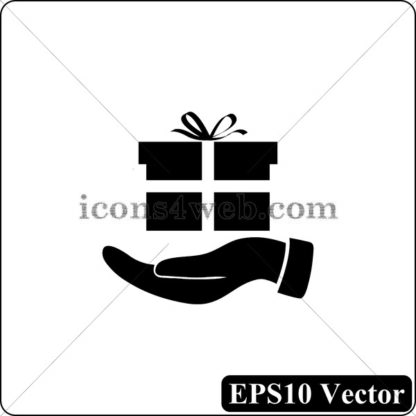Hand with gift black icon. EPS10 vector. - Website icons