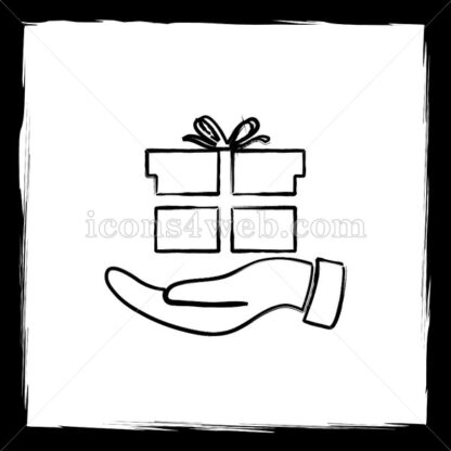 Hand with gift sketch icon. - Website icons