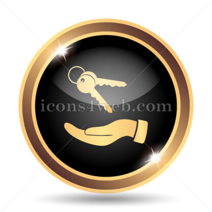 Hand with keys gold icon. - Website icons