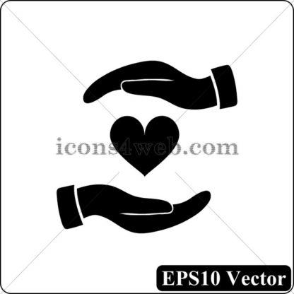 Hands holding heart black icon. EPS10 vector. - Website icons