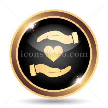 Hands holding heart gold icon. - Website icons