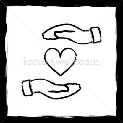 Hands holding heart sketch icon. - Website icons