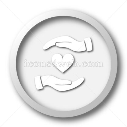 Hands holding heart white icon button - Icons for website