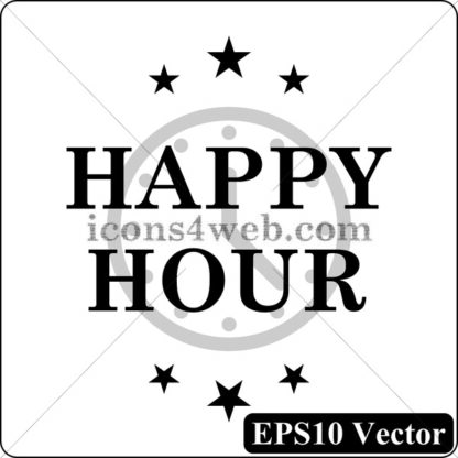 Happy hour black icon. EPS10 vector. - Website icons