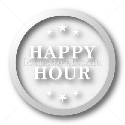 Happy hour white icon. Happy hour white button - Website icons