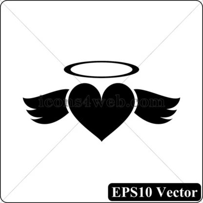 Heart angel black icon. EPS10 vector. - Website icons