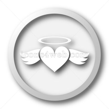 Heart angel white icon. Heart angel white button - Website icons