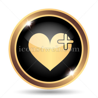 Heart with cross gold icon. - Website icons