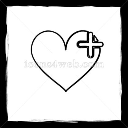 Heart with cross sketch icon. - Website icons