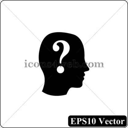 Human head with question mark black icon. EPS10 vector. - Website icons